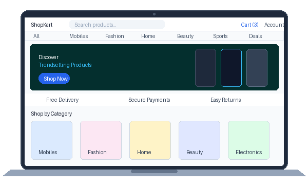 eCommerce Website on Laptop